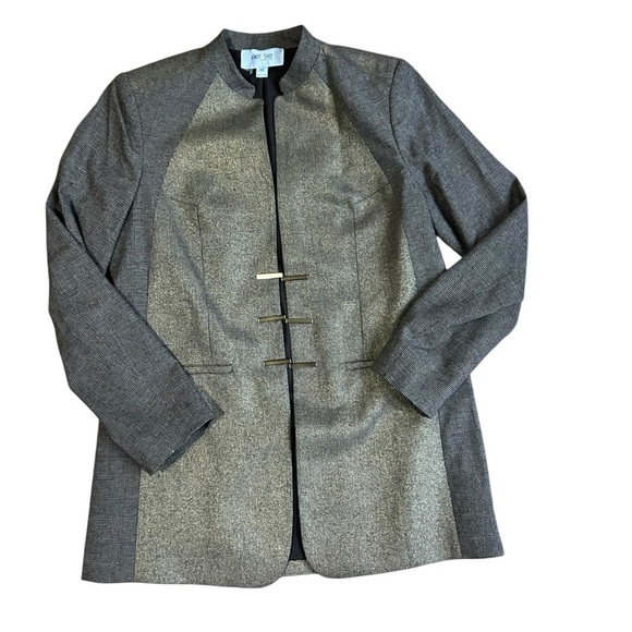 Per Se by Carlisle Gold and Brown Blazer Size 10 Herringbone Pattern - Picture 3 of 9